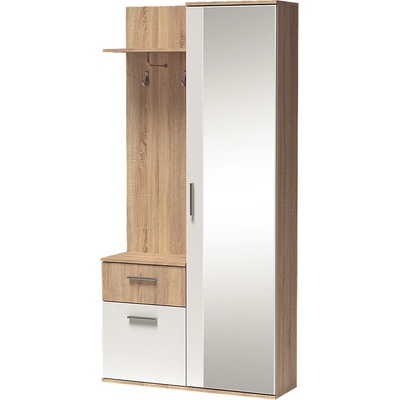 Lux 97 cm uni se zrcadlem provedení sonoma bílá – Zboží Mobilmania