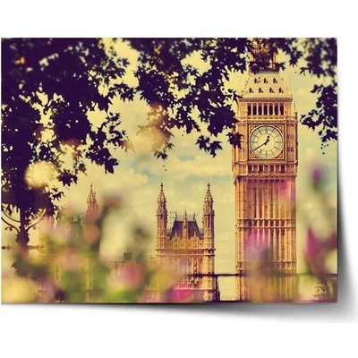 Sablio Plagát Londýn Big Ben Flowers - 60x40 cm