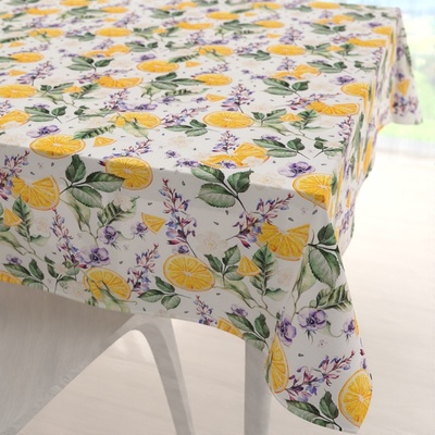 Biante Dekorační čtvercový ubrus PML-103 Pomeranče mezi květy na bílém 110x110 cm