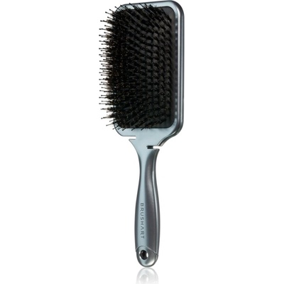 BrushArt Hair Boar bristle paddle hairbrush Четка за коса с косми от глиган Metallic Black