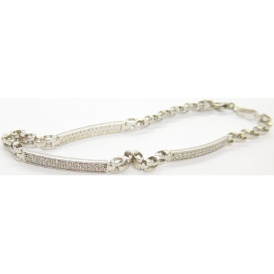 Klenoty Budín Mohutný dámský náramek z bílého zlata se zirkony HK7028