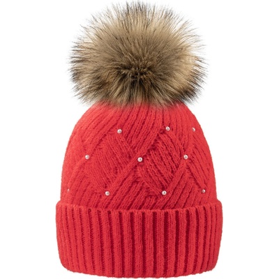 Fashionweek čepice s perlami Wool Pearl Korál