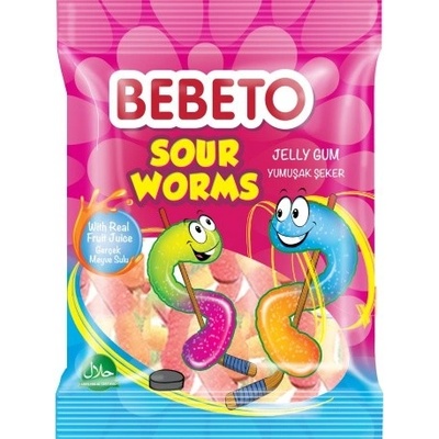 BEBETO Sour worms želé bonbóny 80 g