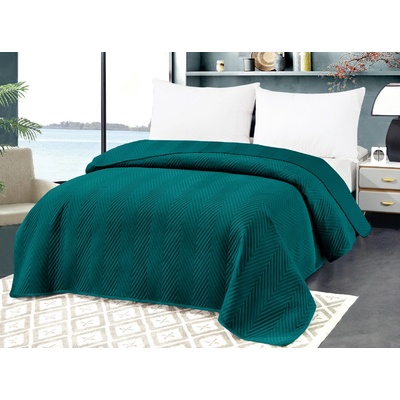 Textilomanie Tyrkysový zamatový prehoz na posteľ ARROW VELVET 170 x 210 cm