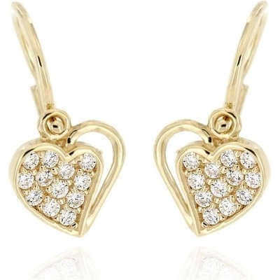 Zlatnictví U Kostela Dětské zlaté náušnice zirkonová srdíčka 306957356