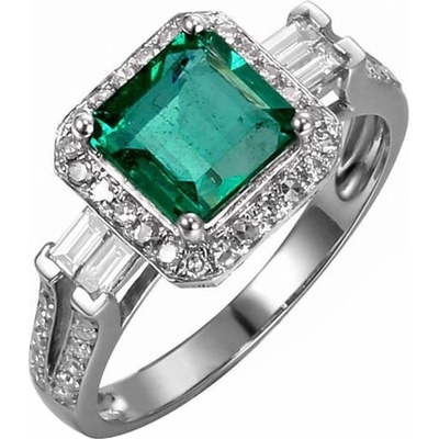 Eppi zlatý prsten se smaragdem obklopeným diamanty Carli R31818