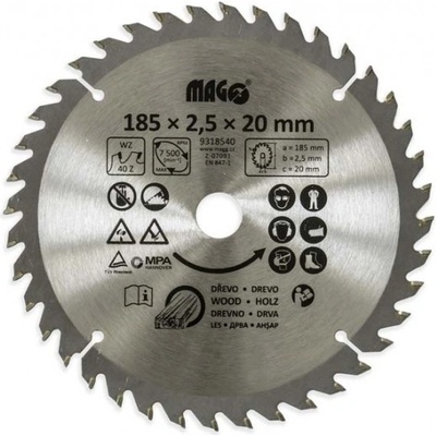 MAGG 9318540 Kotouč pilový 185x2,5x20-40z sš