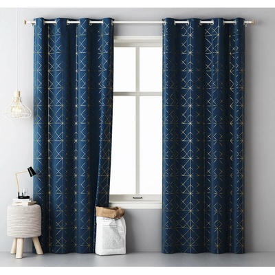 Room99 Záves GLAMMY - tmavomodrý 140x250 cm - uchytenie dekoračné kolieska