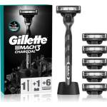 Gillette Mach3 Charcoal самобръсначка с поставка + резервни ножчета 6 бр