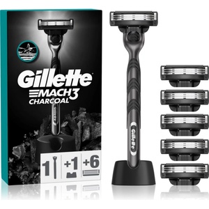 Gillette Mach3 Charcoal самобръсначка с поставка + резервни ножчета 6 бр