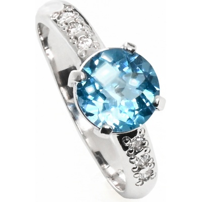 Stuchlík zlatý prsten s topazem a diamanty 015354