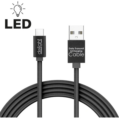 Delight cable - USB Type-C кабел за зареждане, 1 м, черен 55442C-BK (55442C-BK)