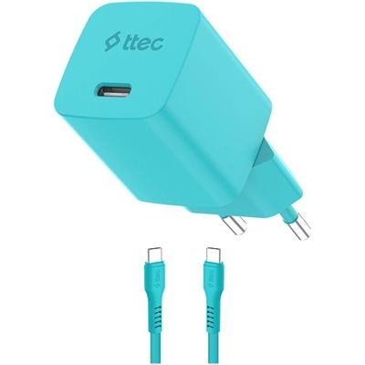 Ttec Зарядно ttec SmartCharger GaN 45W PD + Кабел USB-C, Неон син