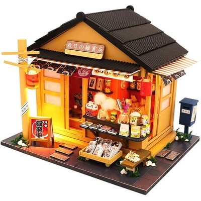 HABARRI Miniatura domečku DIY LED obchod s porcelánem