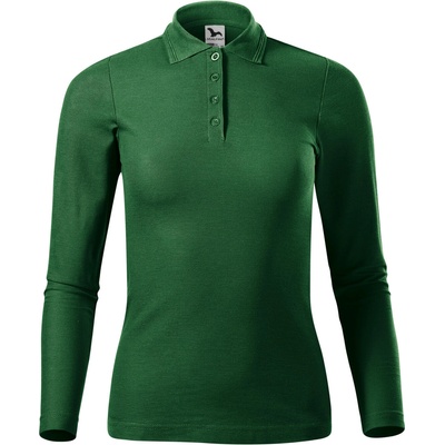 MALFINI Malfini pique polo ls 231 / Дамска поло риза с дълъг ръкав - бутилково зелено xs (2310612)
