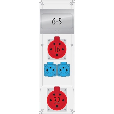 Rozvodnica zásuvková R-BOX (32/5+16/5+2x250V)+6-modulová