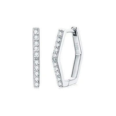 Nubis stříbrné hranaté náušnice s moissanity MN137