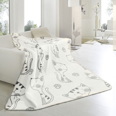 SCANquilt Deka VELUR STYLE cats smotanová sivá 150x200