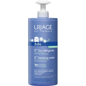Uriage Почистваща вода за бебета Uriage - Без отмиване, с помпа, 1 L