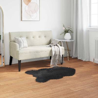 vidaXL Изкуствена овча килим TAFALLA Черно 50 x 80 cm Полиестер (42021584)