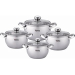 Voltz Комплект тенджери Oliver Voltz OV51210G8B, 8 части, Многослойно дъно, Индукция, Неръждаема стомана, Сребрист (5V51210G8B) - topmall