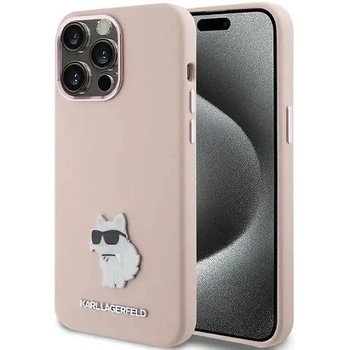 KARL LAGERFELD Кейс Karl Lagerfeld Silicone Choupette Metal Pin за iPhone 15 Pro, розов (KXG0078880)