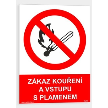 Zákaz kouření a vstupu s plamenem Plast 210 x 297 mm (A4) tl. 2 mm - Kód: 13885