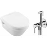 Villeroy & Boch Комплект за окачена тоалетна чиния Villeroy&Boch Architectura, капак с плавно затваряне и хромиран интимен душ комплект с вграден смесител Omnires Y (5684hr01+SYSYBI2CR)