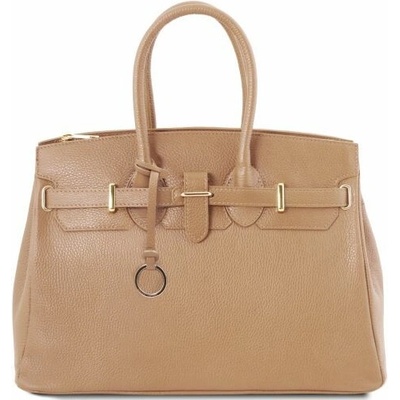 Tuscany Leather kožená kabelka so zlatým kovaním TL Bag Champagne