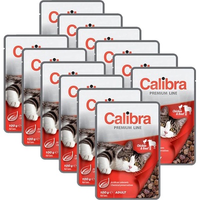 Calibra Котка Възрастен пилешки и говежди парчета в сос 12 x 100 г