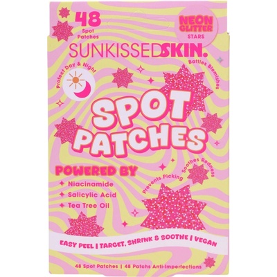 Sunkissed hojivé nálepky na akné, Neon Glitter Stars Spot Patches, 48 ks