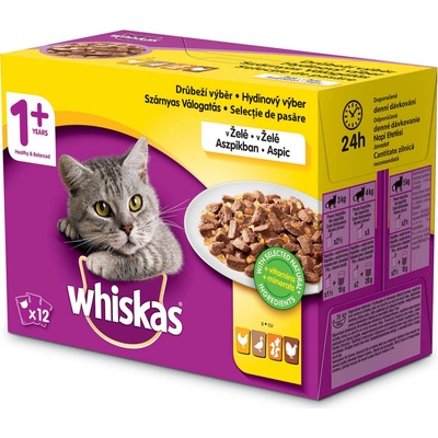 Whiskas Adult Drůbeží krmivo v želé s kuřetem kachnou drůbeží krůtou 12 x 85 g