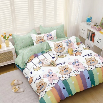 EmonaMall Двулицево спално бельо EmonaMall, 4 части - Модел S17619 (S17619-66666b)