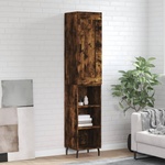 vidaXL Висок шкаф, опушен дъб, 34, 5x34x180 см, инженерно дърво (3200342)