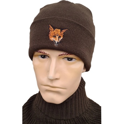 pletená čepice s výšivkou Liška hlava