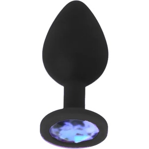 X Fun Силиконов Butt Plug с бижутерия "X FUN BLACKED LIGHT BLUE" 7 см. Размер - S