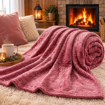 Top textil Mikroplyš deka s motivem růžová 150x200