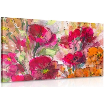 Obraz maľované kvetinové zátišie - 90x60