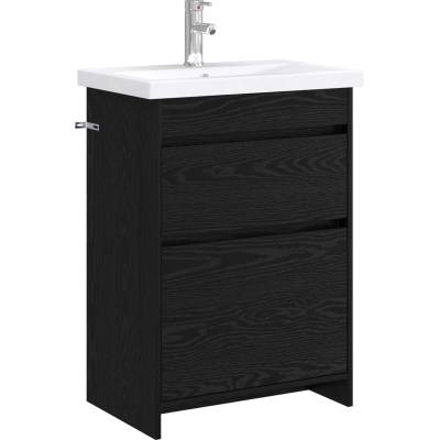vidaXL Комплект мебели за баня Черен дъб 61 x 40 x 84, 5 см (3404259)