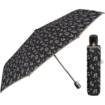 Дамски сгъваем автоматичен Open-Close чадър Perletti Time 26424, Черен/Сив кант