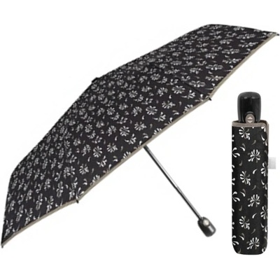 Дамски сгъваем автоматичен Open-Close чадър Perletti Time 26424, Черен/Сив кант