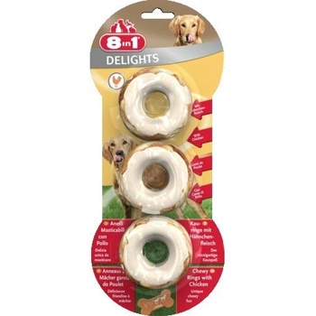 8in1 Месни дъвчащи пръстени с пилешко месо. 3бр (660399)