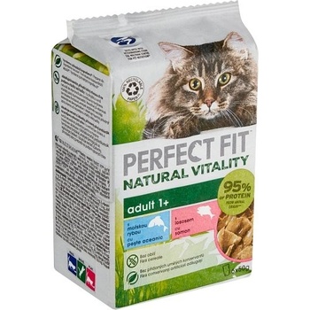 Perfect fit Natural Vitality s mořskou rybou a lososem pro dospělé kočky 6 x 50 g