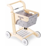 Ginger Home Детска дървена проходилка Ginger Home - 2 в 1 количка за пазаруване с текстилен кош и мъниста за броене (HL003) Проходилка