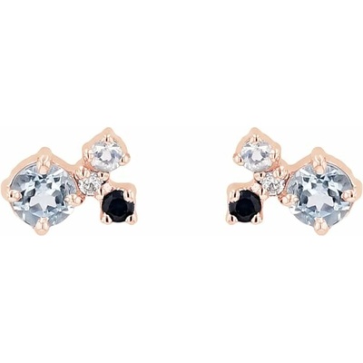 Eppi Cluster náušnice s akvamarínom, zafírom, mesačným kameňom a diamantom Kerrie E45023