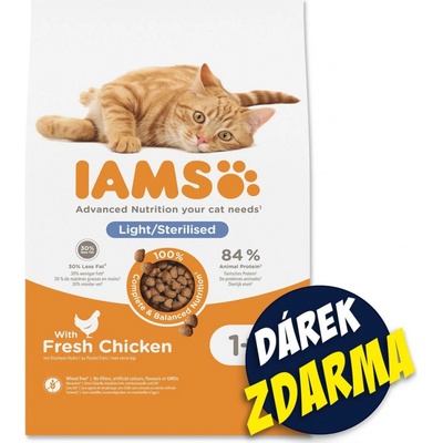 Iams for Vitality Light in Fat Cat Food with Fresh Chicken 10 kg