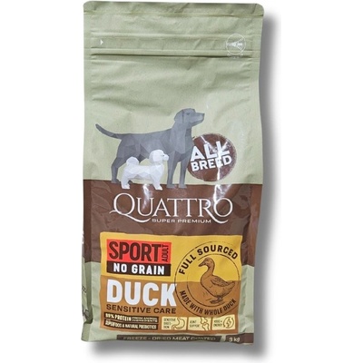 Quattro Adult AB Sport bez obilovin s Kachnou a krillem 3 kg
