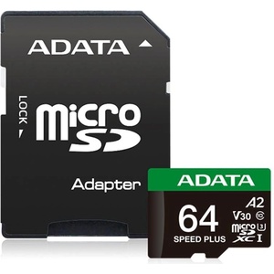ADATA microSDXC Speed Plus 64GB U3/C10/A2/V30 (UD64GUI3V30A2SP-RA1)