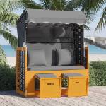vidaXL Strandkorb с възглавници полиратан и дърво масив черно/антрацит (318667)