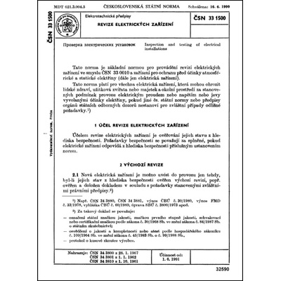ČSN 33 1500 - Revize elektrických zařízení